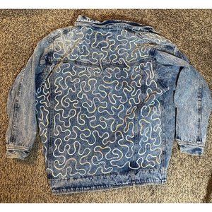 Custom Rare American Beauties Jean Jacket Acid Light Wash Womens Large Denim